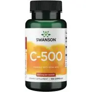 Swanson, C-500 - Vitamin C with Rose Hips, 500mg, 100 Kapseln