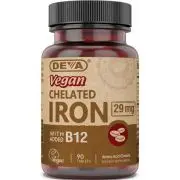 Deva, Vegan Chelated Iron 29 mg mit B12, 90 Tabletten