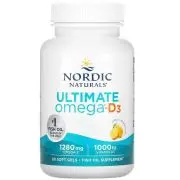 Nordic Naturals, Ultimate Omega-D3, 1280mg Omega-3 plus, 1000IU D3, Zitrone, 60 Weichkapseln